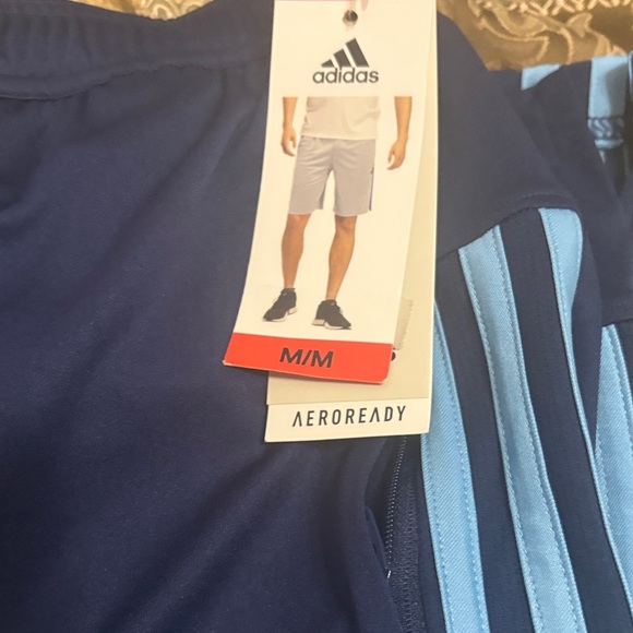 Adidas Men's Navy and Light Blue Athletic Shorts - Picture 3 of 4